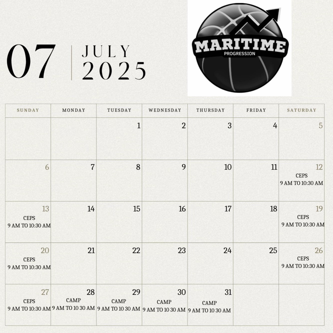 maritime progression training schedule 2025